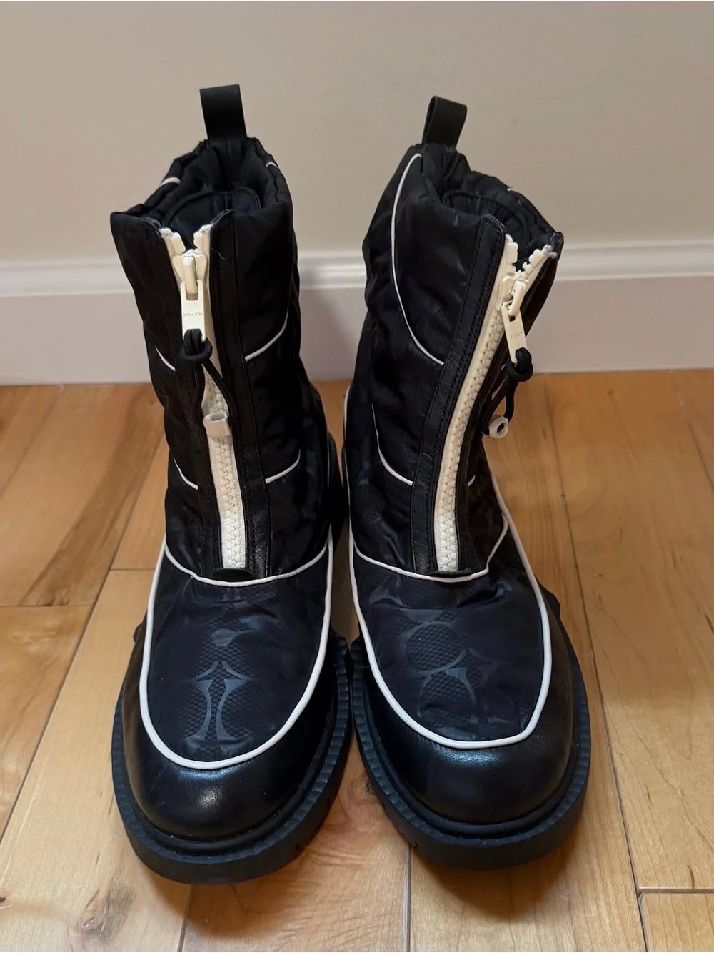 Coach Leona Nylon Monogram Ankle Boots Size 9